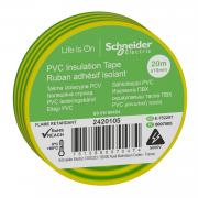 Изолента Schneider Electric Желто-зеленая ПВХ 19мм/20м (2420105)