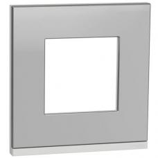 Рамка 1-постовая горизонтальная, алюминий матовый, Schneider Unica New Studio Pure (NU600280)