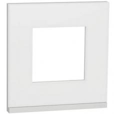 Рамка 1-постовая горизонтальная, матовое стекло, Schneider Unica New Studio Pure (NU600289)