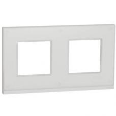 Рамка 2-постовая горизонтальная, белое стекло, Schneider Unica New Studio Pure (NU600485)