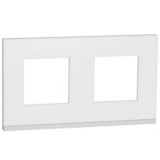 Рамка 2-постовая горизонтальная, матовое стекло, Schneider Unica New Studio Pure (NU600489)