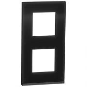 Рамка 2-постовая вертикальная, черное стекло, Schneider Unica New Studio Pure (NU6004V86)