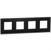 Рамка 4-постовая горизонтальная, черное стекло, Schneider Unica New Studio Pure (NU600886)