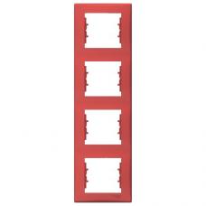 Рамка на 4 поста вертикальная Schneider Electric Sedna SDN5802041 красный