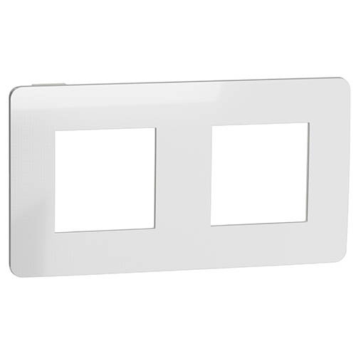 Рамка 2-постовая, хром/белый, Schneider Unica New Studio Metal (NU280455)