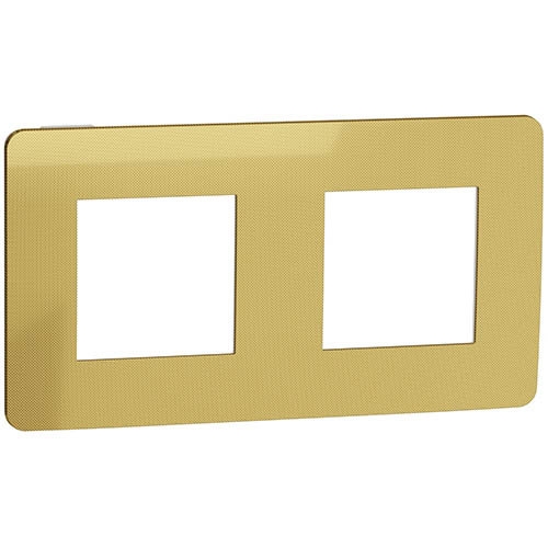 Рамка 2-постовая, золото/белый, Schneider Unica New Studio Metal (NU280459)