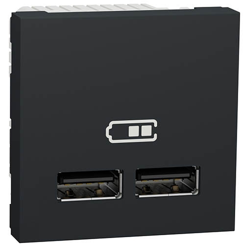 Розетка USB, 2-входа, 5в/2100 мА, антрацит, Schneider UNICA NEW (NU341854)