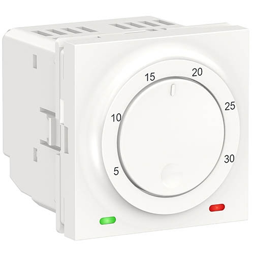 Термостат электронный, 8А, встроенный термодатчик, белый, Schneider UNICA NEW (NU350118)