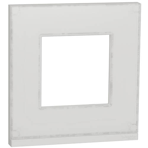Рамка 1-постовая горизонтальная, белое стекло, Schneider Unica New Studio Pure (NU600285)