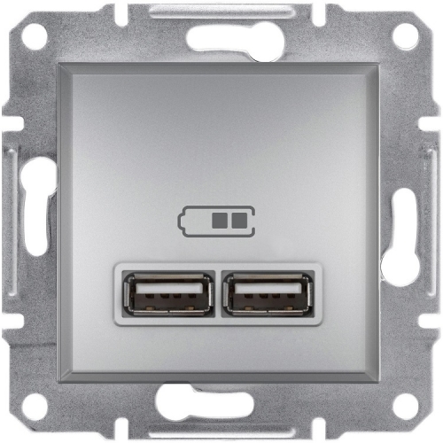 USB розетка 2,1A Asfora алюминий EPH2700261