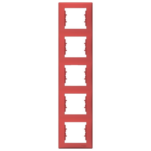 Рамка на 5 постов вертикальная Schneider Electric Sedna SDN5801541 красный
