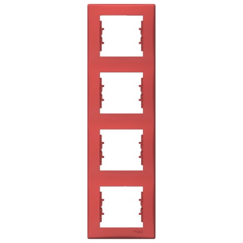 Рамка на 4 поста вертикальная Schneider Electric Sedna SDN5802041 красный
